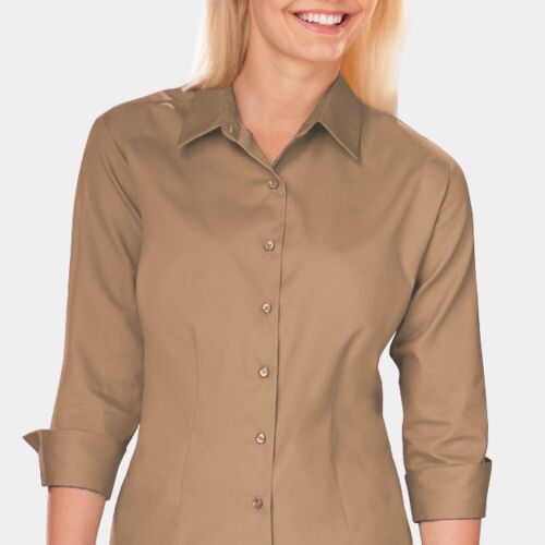 Ladies' 3/4 Sleeve Fine Line Twill Thumbnail